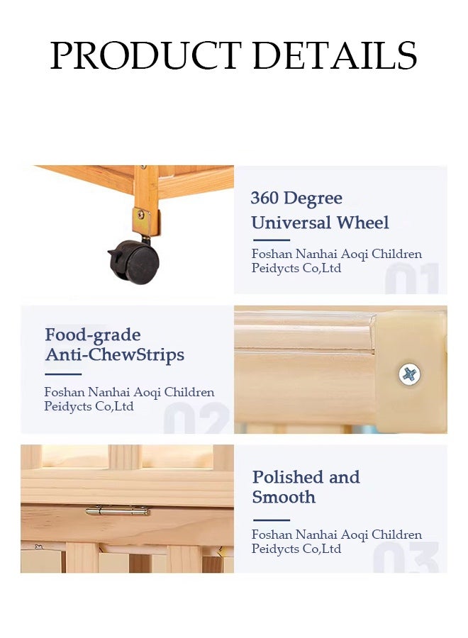 Spides Multifunctional Baby Crib Solid Wood Baby Bed Movable Nursery Bed with Drawer Portable Foldable Baby Rocker Bed Wheeled Wood Baby Bassinet Stable and Secure Bassinet Bedside Sleeper for Newborn - Image 5